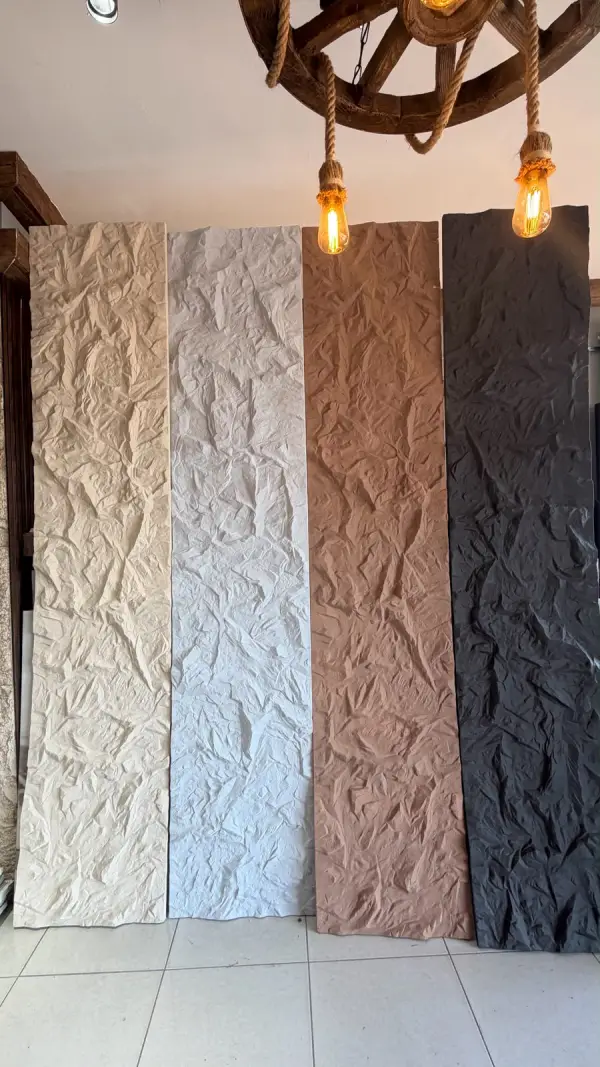 60x290 cm Kaya Desenli Duvar Paneli Beyaz 