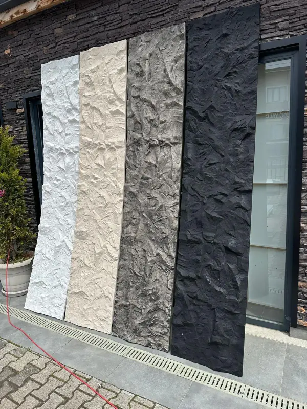 60x290 cm Kaya Desenli Duvar Paneli Siyah 